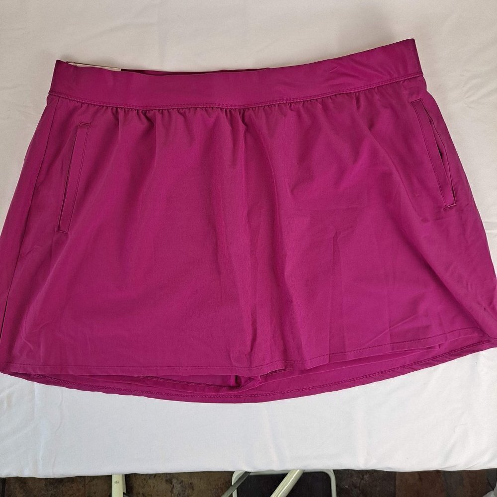 Crane Size XXL Bright Pink Exercise Skort Elastic Waistband Pockets Sport NWT